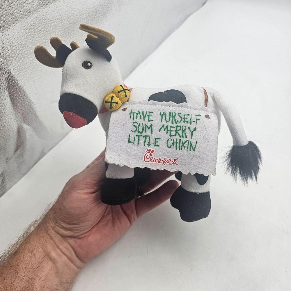 Chick-fil-A Cow Plush Christmas Reindeer Have Yourself Merry Little Chikin 9"